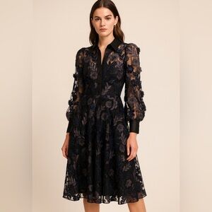 Badgley Mishka navy blue Floral Lace Dress